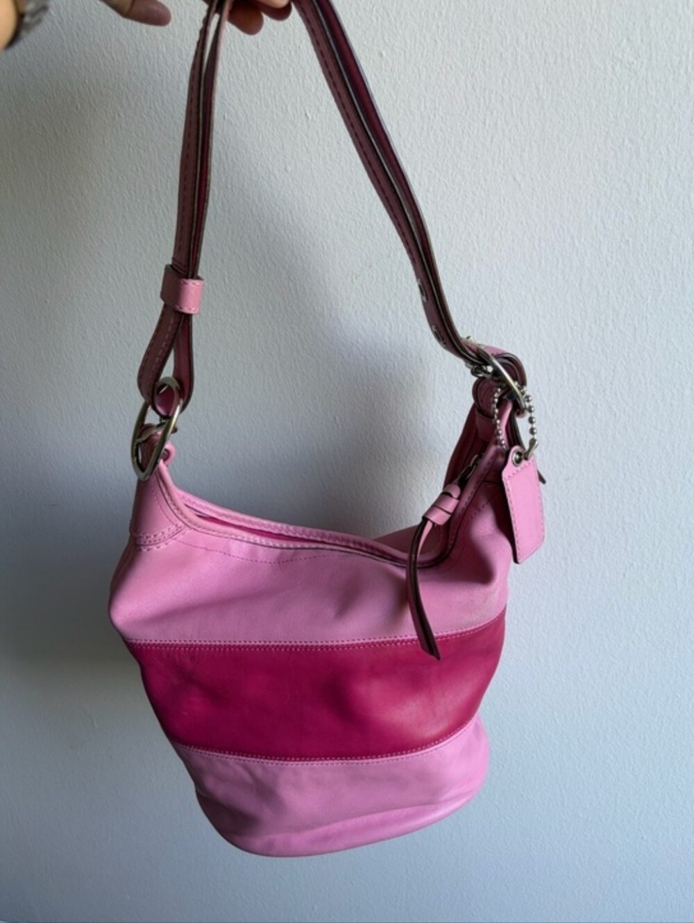 Coach Rugby Stripes Bleecker Bucket Shoulder Bag - Picture 11 of 12